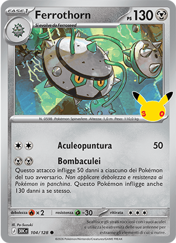 Ferrothorn 104 — 30° Anniversario (Italian Pokémon TCG card)