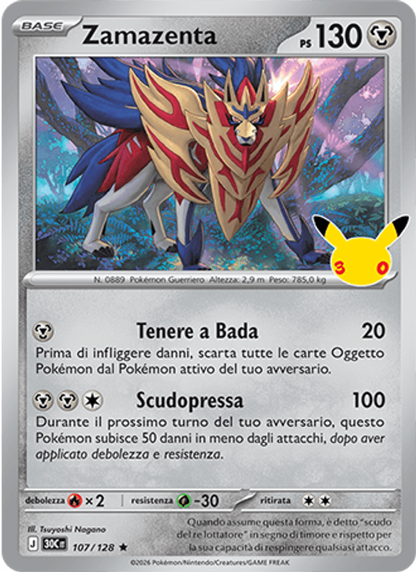 Zamazenta 107 — 30° Anniversario (Italian Pokémon TCG card)