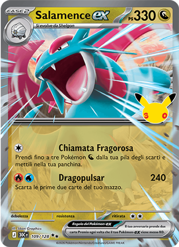Salamence-ex 109 — 30° Anniversario (Italian Pokémon TCG card)