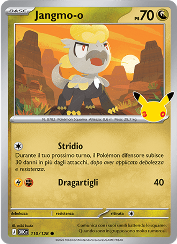 Jangmo-o 110 — 30° Anniversario (Italian Pokémon TCG card)