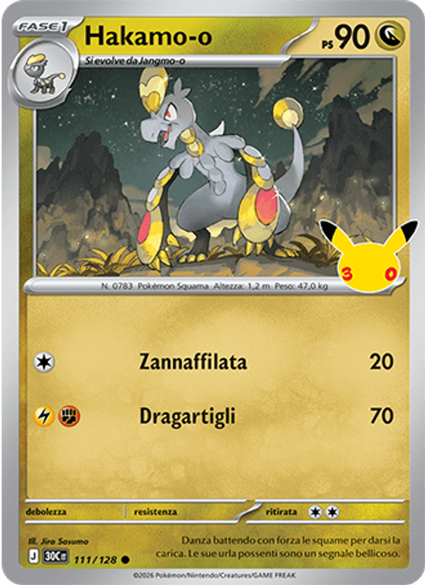 Hakamo-o 111 — 30° Anniversario (Italian Pokémon TCG card)
