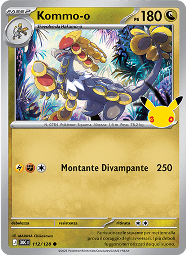 Kommo-o 112 — 30° Anniversario (Italian Pokémon TCG card)