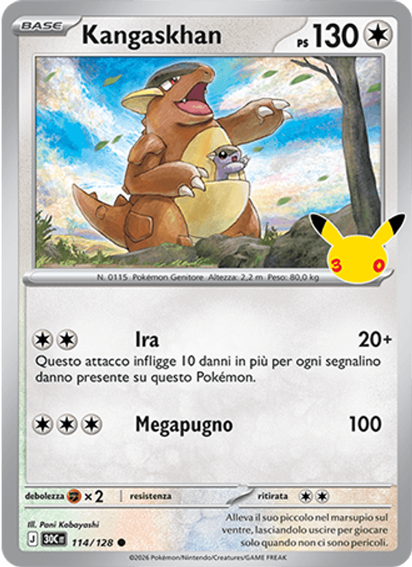Kangaskhan 114 — 30° Anniversario (Italian Pokémon TCG card)