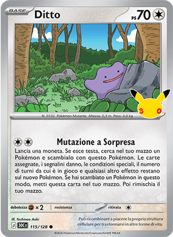 Ditto 115 — 30° Anniversario (Italian Pokémon TCG card)