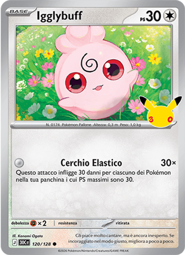 Igglybuff 120 — 30° Anniversario (Italian Pokémon TCG card)