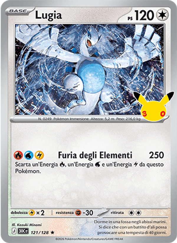Lugia 121 — 30° Anniversario (Italian Pokémon TCG card)