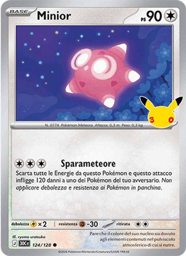 Minior 124 — 30° Anniversario (Italian Pokémon TCG card)