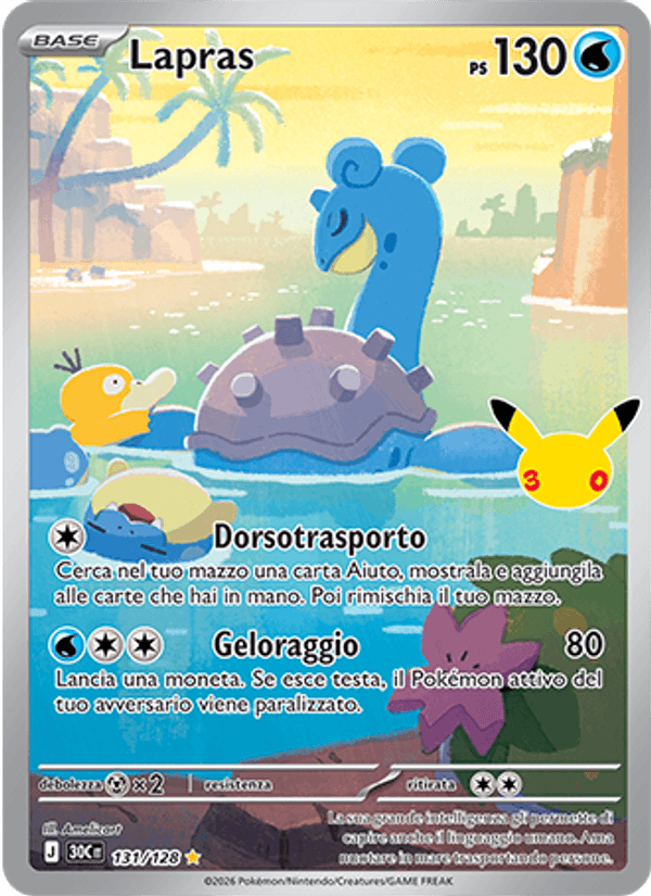 Lapras 131 — 30° Anniversario (Italian Pokémon TCG card)