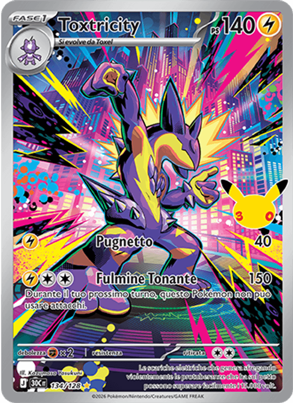 Toxtricity 134 — 30° Anniversario (Italian Pokémon TCG card)