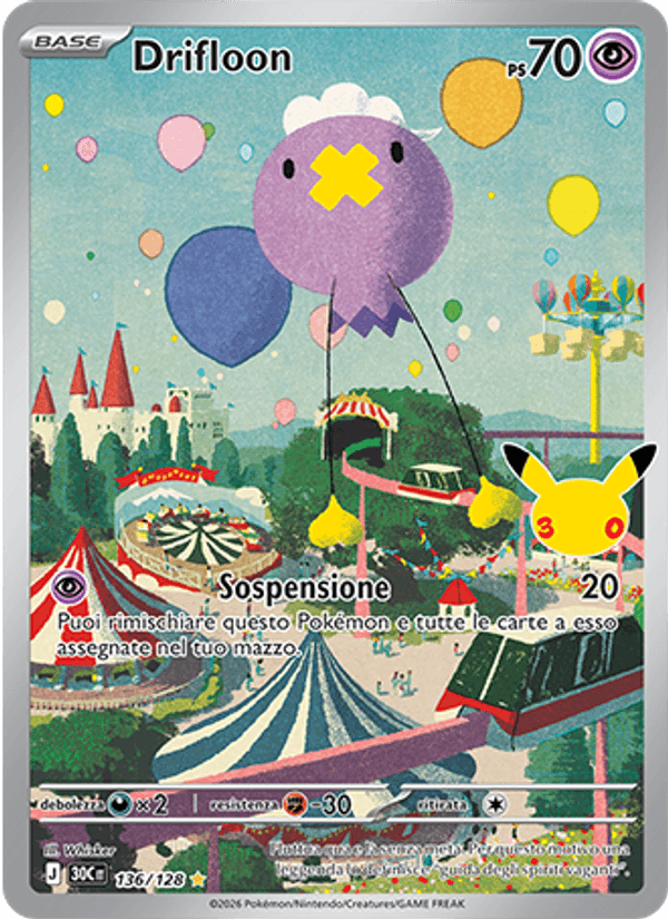 Drifloon 136 — 30° Anniversario (Italian Pokémon TCG card)