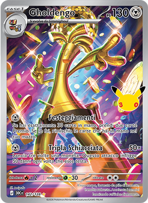 Gholdengo 142 — 30° Anniversario (Italian Pokémon TCG card)