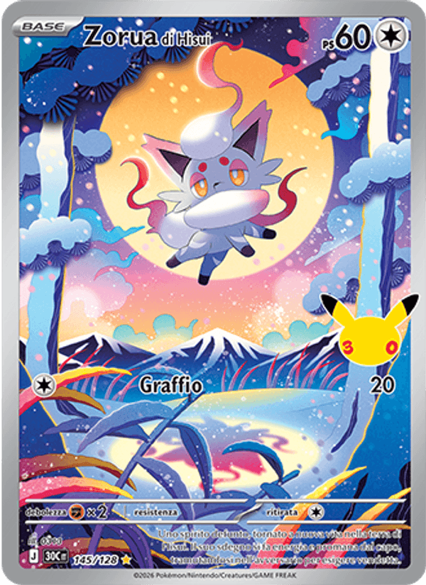 Zorua di Hisui 145 — 30° Anniversario (Italian Pokémon TCG card)