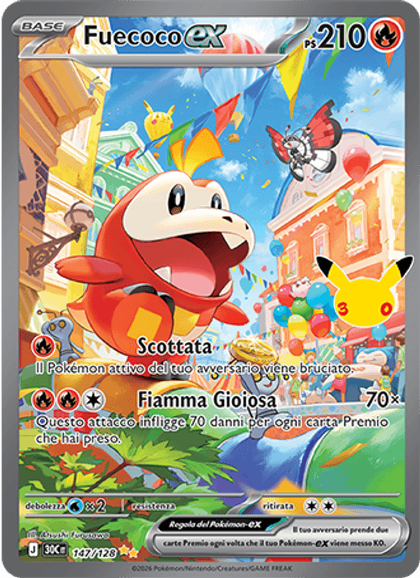 Fuecoco-ex 147 — 30° Anniversario (Italian Pokémon TCG card)
