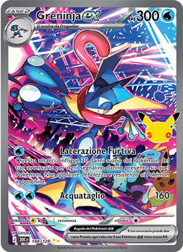 Greninja-ex 148 — 30° Anniversario (Italian Pokémon TCG card)
