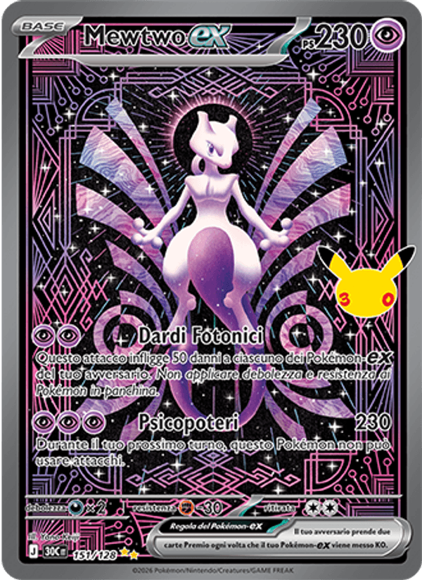 Mewtwo-ex 151 — 30° Anniversario (Italian Pokémon TCG card)