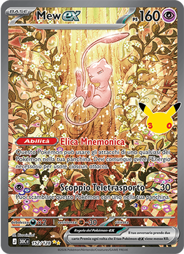 Mew-ex 152 — 30° Anniversario (Italian Pokémon TCG card)
