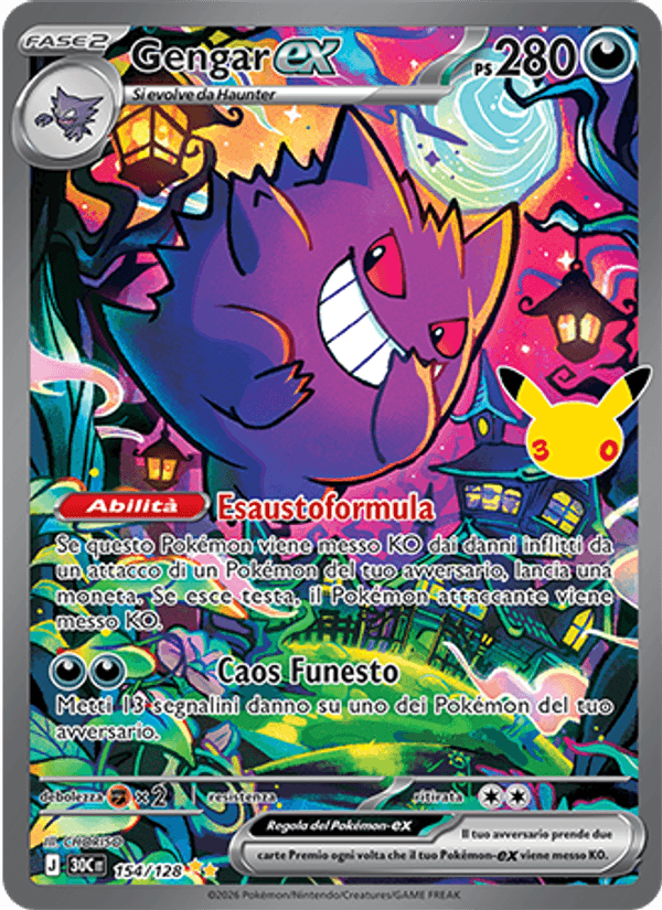 Gengar-ex 154 — 30° Anniversario (Italian Pokémon TCG card)