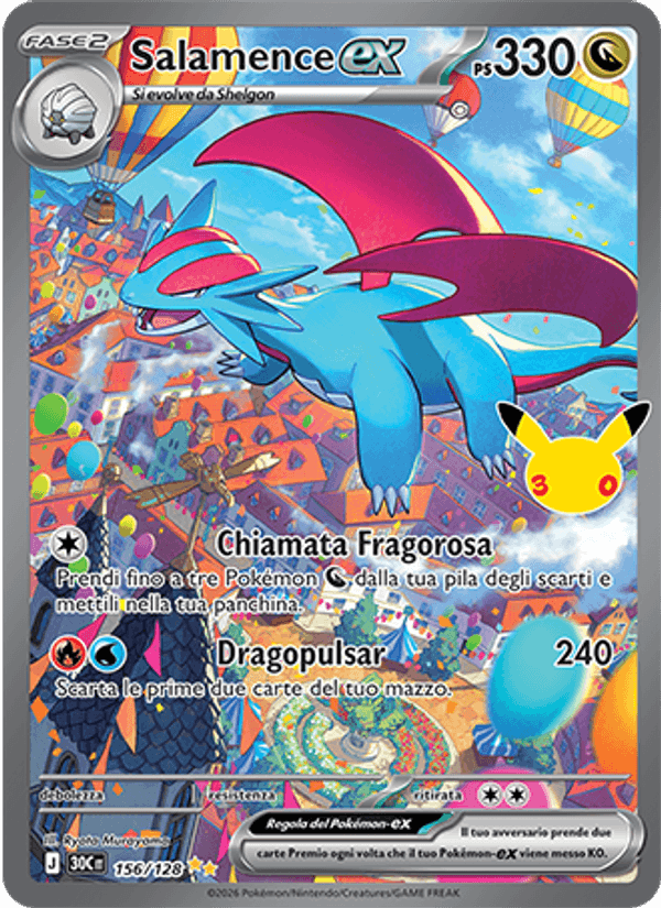 Salamence-ex 156 — 30° Anniversario (Italian Pokémon TCG card)