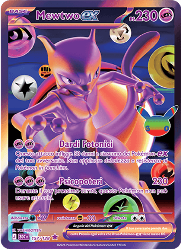 Mewtwo-ex 157 — 30° Anniversario (Italian Pokémon TCG card)