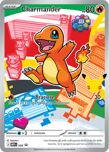Charmander 038 — Illustrazione Primi Compagni D’Avventura – Serie 1 - 2 - 3 (Italian Pokémon TCG card)