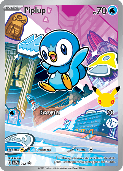 Piplup 042 — Illustrazione Primi Compagni D’Avventura – Serie 1 - 2 - 3 (Italian Pokémon TCG card)