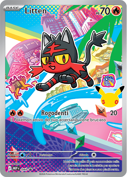 Litten 044 — Illustrazione Primi Compagni D’Avventura – Serie 1 - 2 - 3 (Italian Pokémon TCG card)