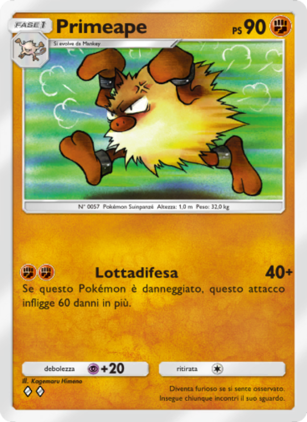 Primeape 142/286 — Genetic Apex (Italian Pokémon TCG card)