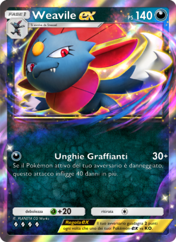 Weavile-ex 099/207 — Space-Time Smackdown (Italian Pokémon TCG card)