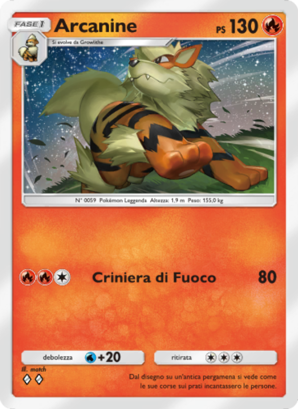 Arcanine 026/239 — Celestial Guardians (Italian Pokémon TCG card)