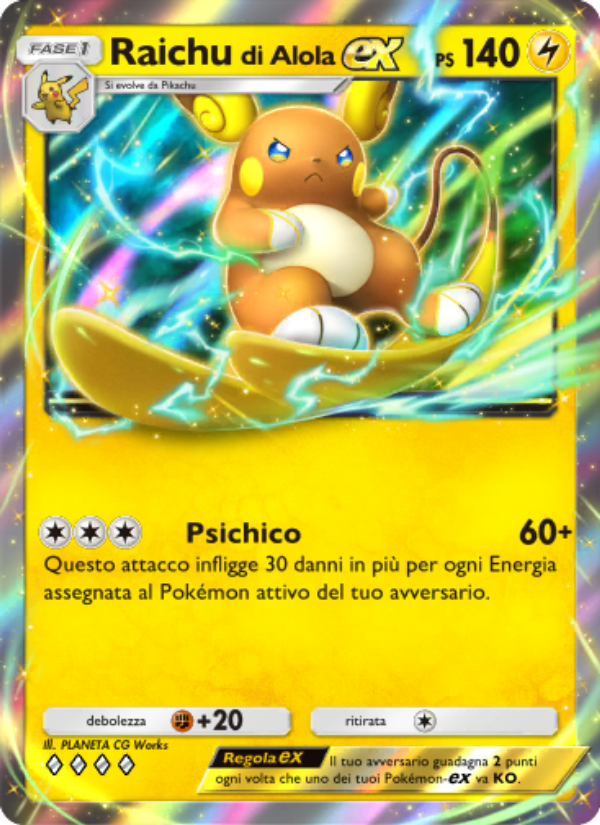 Raichu di Alola-ex 058/239 — Celestial Guardians (Italian Pokémon TCG card)