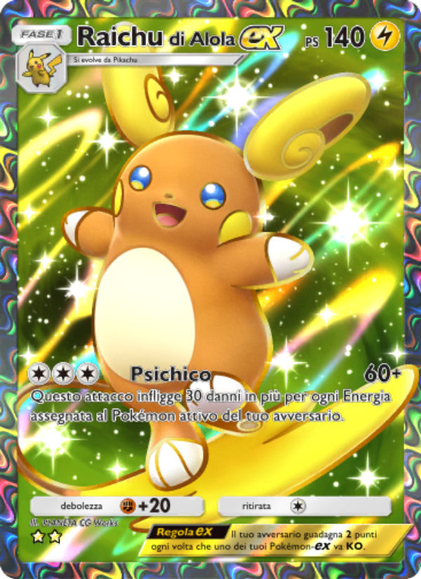 Raichu di Alola-ex 185/239 — Celestial Guardians (Italian Pokémon TCG card)
