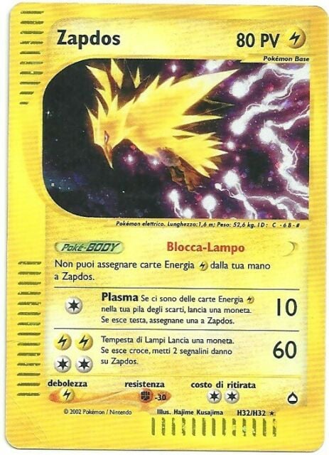 Zapdos 032 — Aquapolis (Italian Pokémon TCG card)
