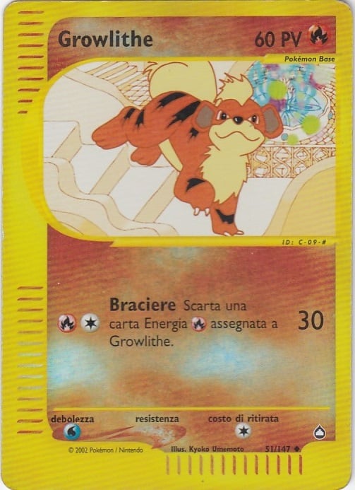 Growlithe 051 — Aquapolis (Italian Pokémon TCG card)
