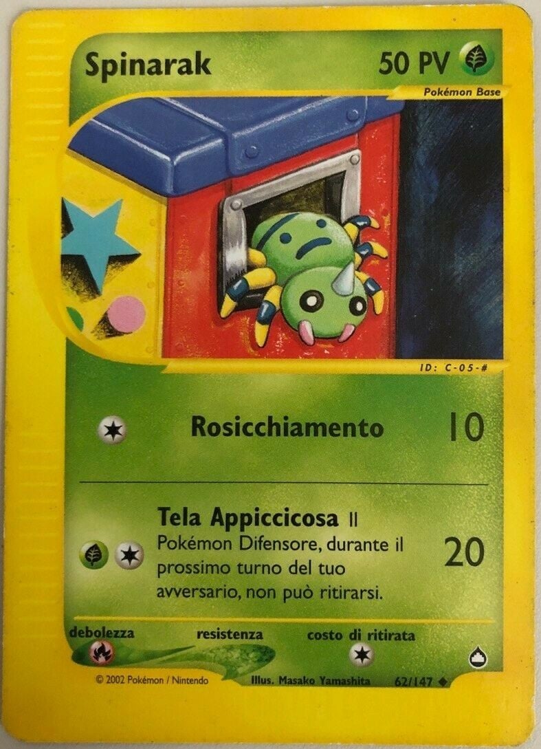 Spinarak 62/147 — Aquapolis (Italian Pokémon TCG card)