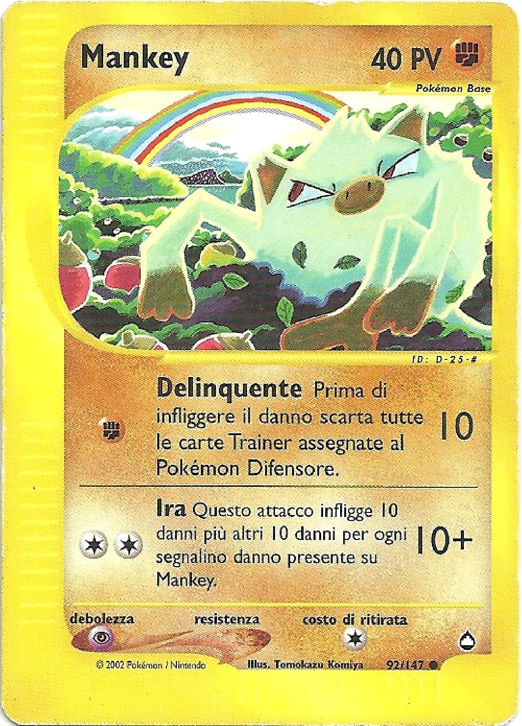 Mankey 092 — Aquapolis (Italian Pokémon TCG card)