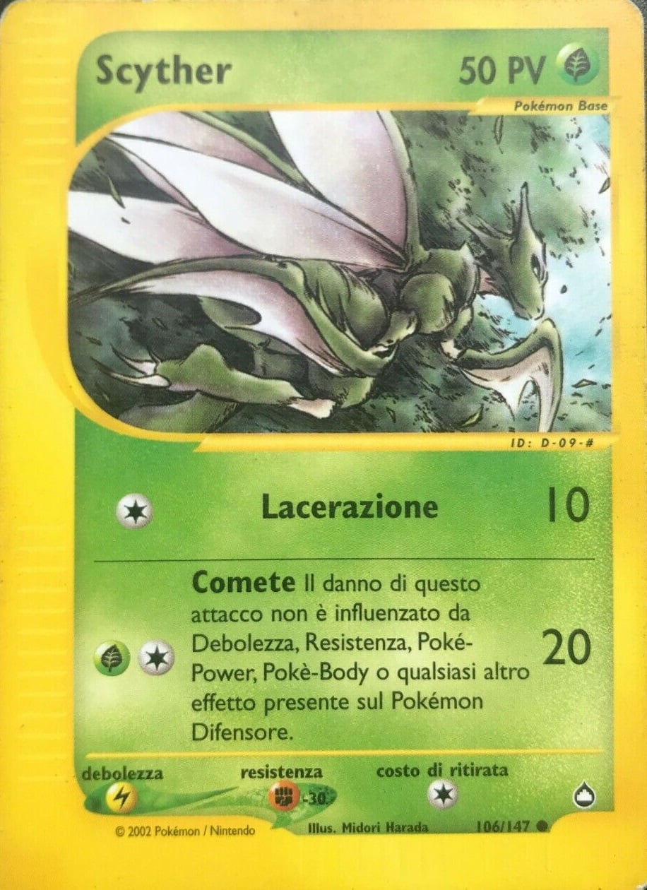 Scyther 106 — Aquapolis (Italian Pokémon TCG card)