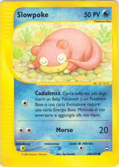 Slowpoke 108 — Aquapolis (Italian Pokémon TCG card)