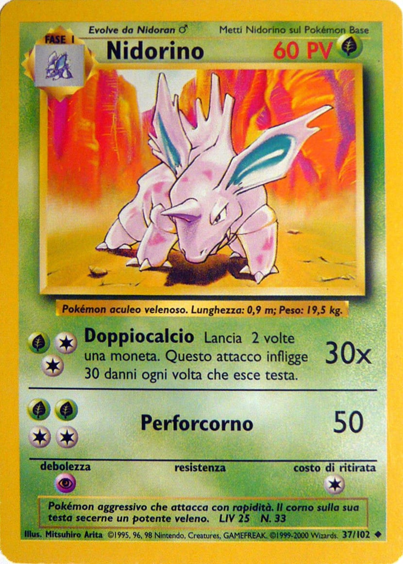 Nidorino 054 — Base Set 2 (Italian Pokémon TCG card)