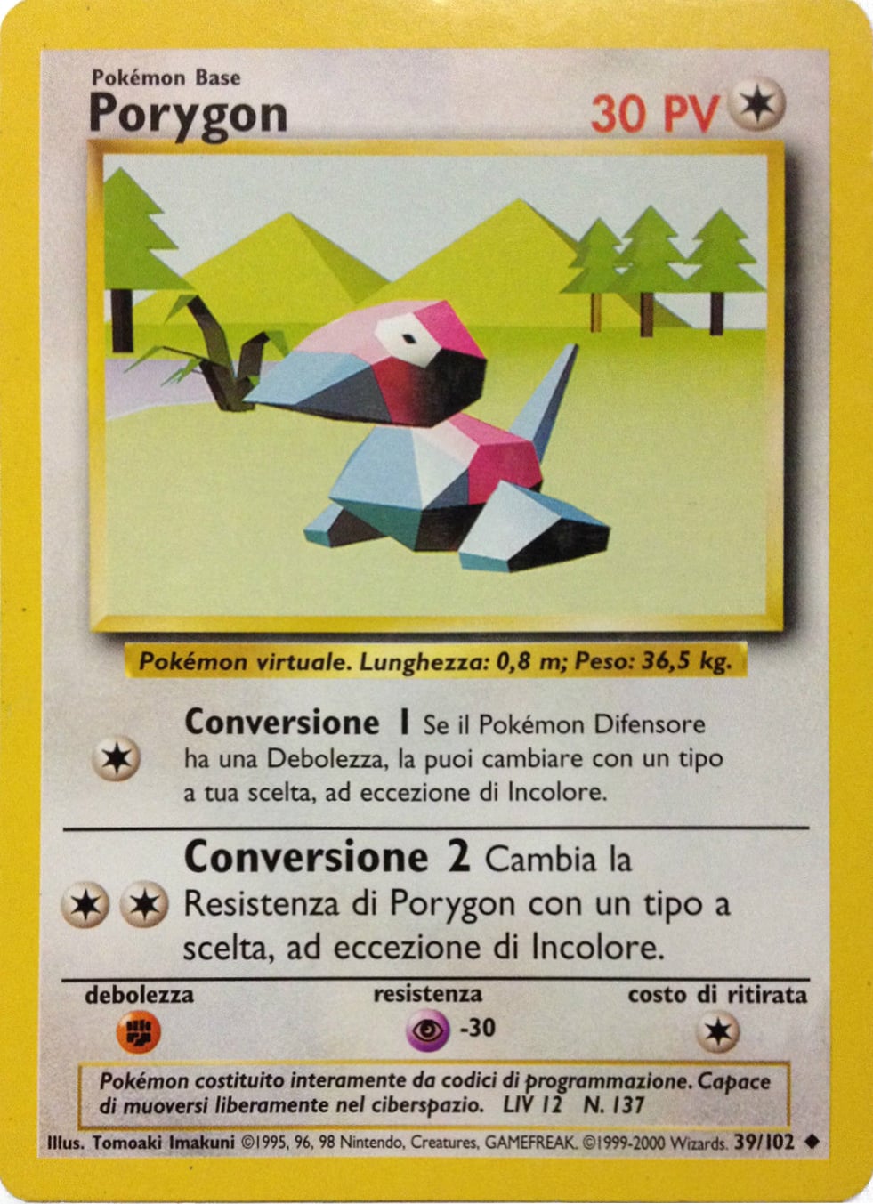 Porygon 039/102 — Base Set (Italian Pokémon TCG card)