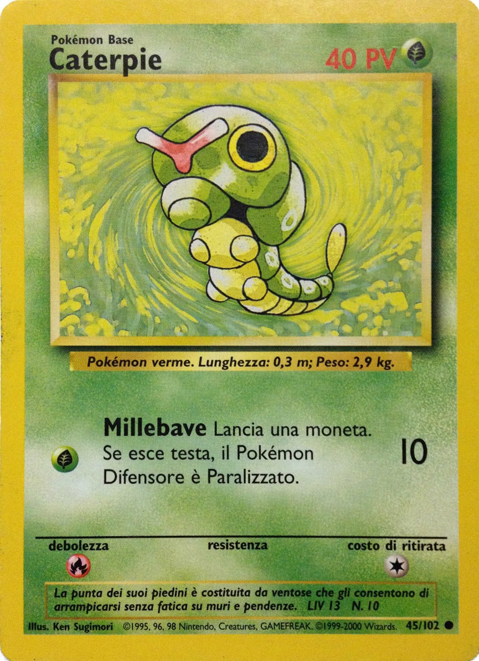 Caterpie 045/102 — Base Set (Italian Pokémon TCG card)