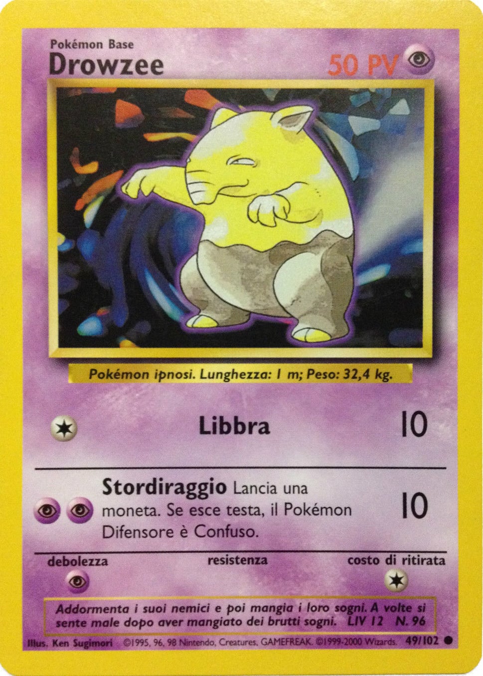 Drowzee 049/102 — Base Set (Italian Pokémon TCG card)