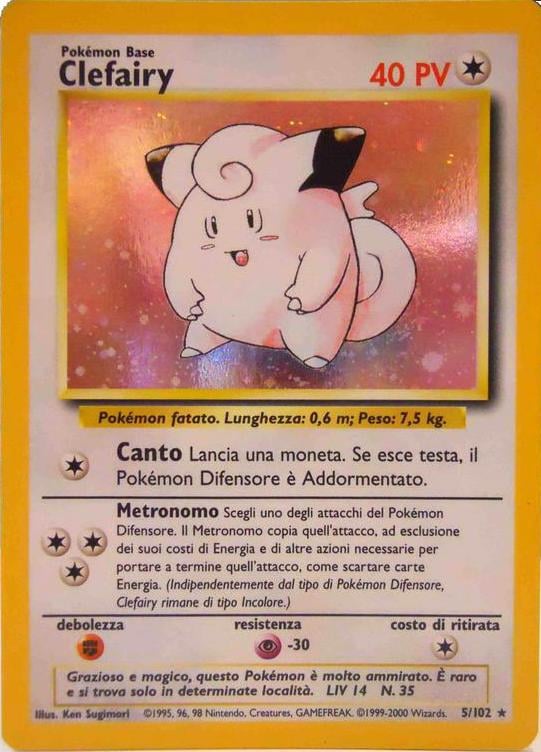 Clefairy 005/102 — Base Set (Italian Pokémon TCG card)