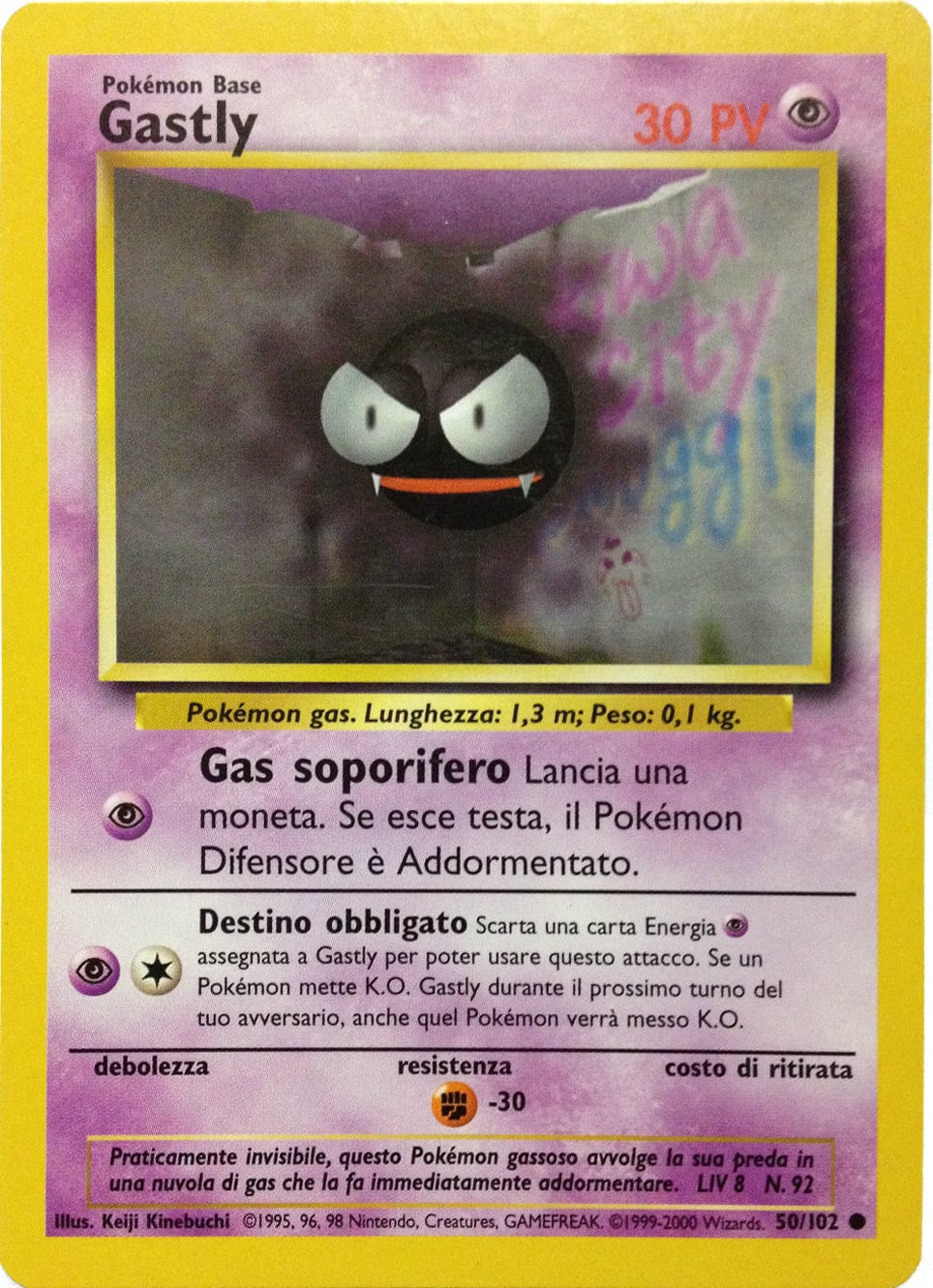 Gastly 050/102 — Base Set (Italian Pokémon TCG card)