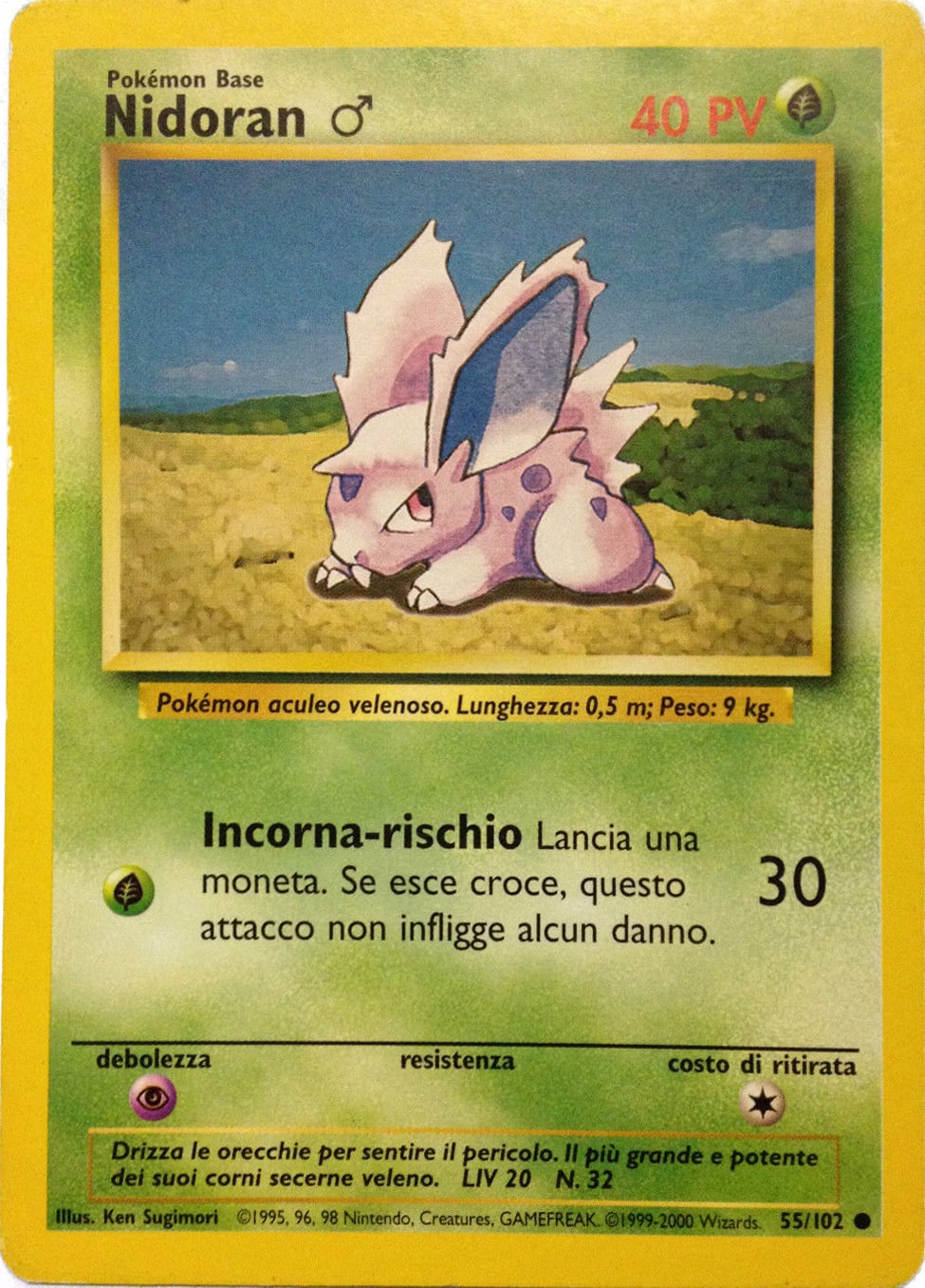 Nidoran♂ 055/102 — Base Set (Italian Pokémon TCG card)