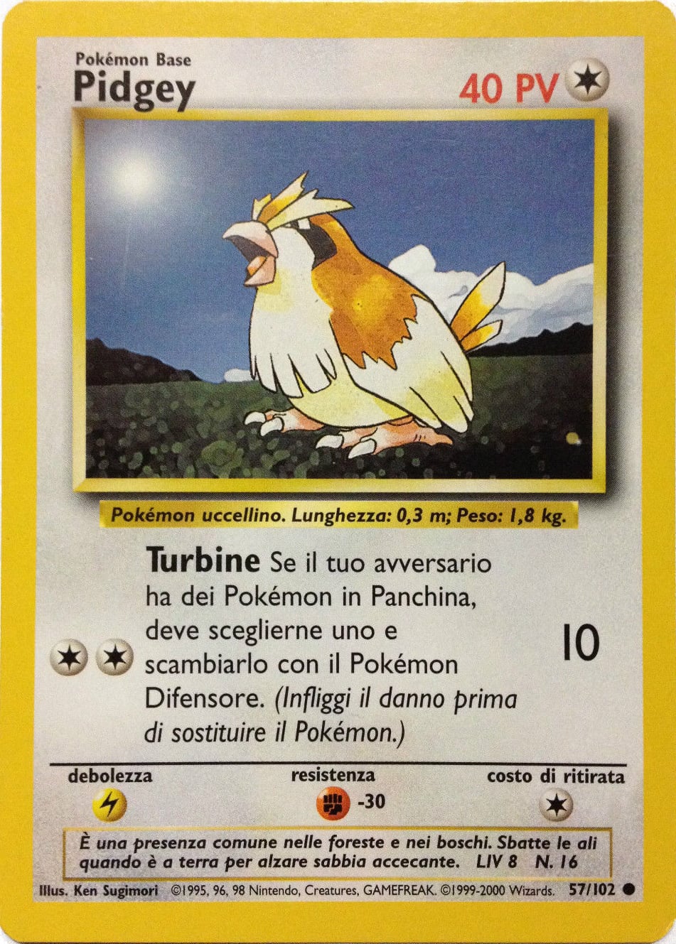Pidgey 057/102 — Base Set (Italian Pokémon TCG card)