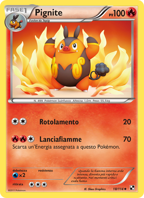 Pignite 018/115 — Black & White (Italian Pokémon TCG card)