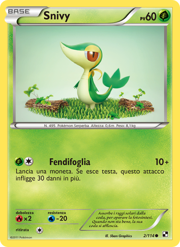 Snivy 002/115 — Black & White (Italian Pokémon TCG card)