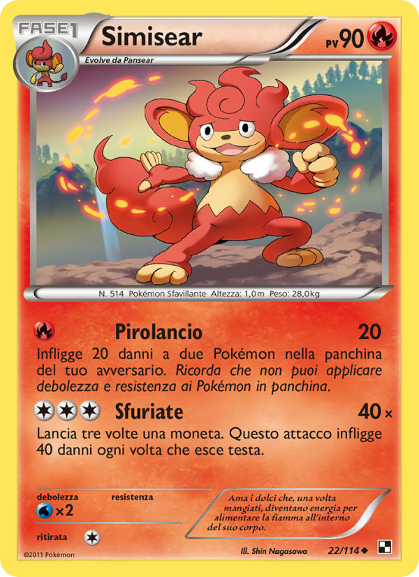 Simisear 022/115 — Black & White (Italian Pokémon TCG card)