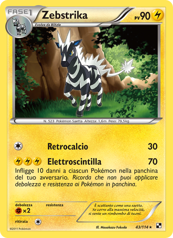 Zebstrika 043/115 — Black & White (Italian Pokémon TCG card)