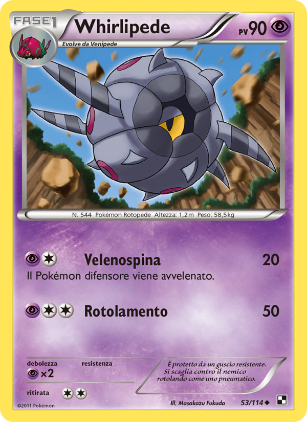 Whirlipede 053/115 — Black & White (Italian Pokémon TCG card)